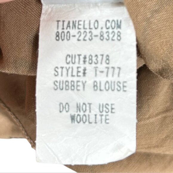 Tianello Cocoa Brown Tencel Calligraphy Asian Long Sleeve Top Size L - Picture 11 of 11